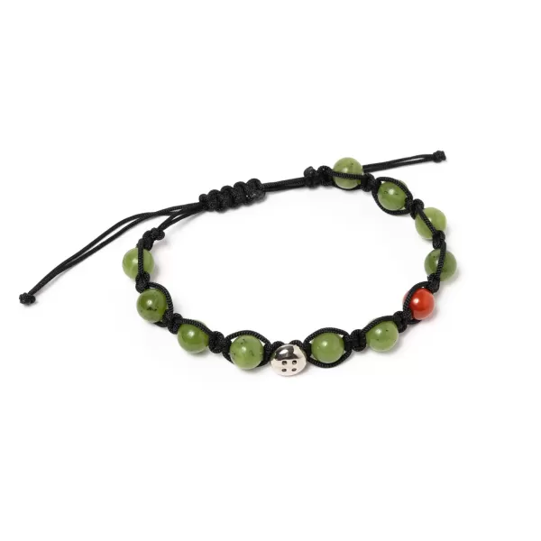 Barbarulo Napoli Armband „Green Love" Mit Grunen Steinen Und Knopf Aus Sterlingsilber* Manschettenknöpfe Und Schmuck