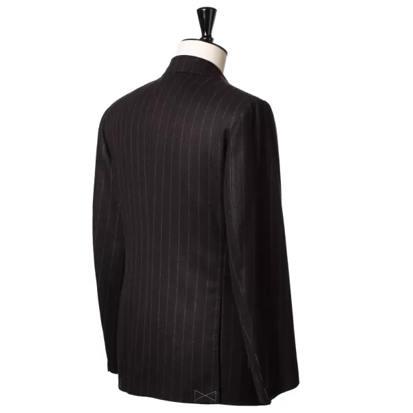 Cesare Attolini Brauner Anzug „Chalk Stripe" Aus Englischer Wolle Fox Heritage Flannel* Anzugjacke