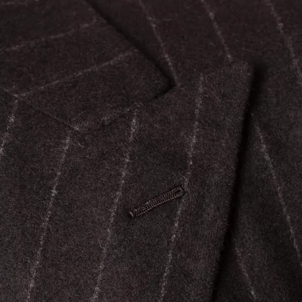 Cesare Attolini Brauner Anzug „Chalk Stripe" Aus Englischer Wolle Fox Heritage Flannel* Anzugjacke