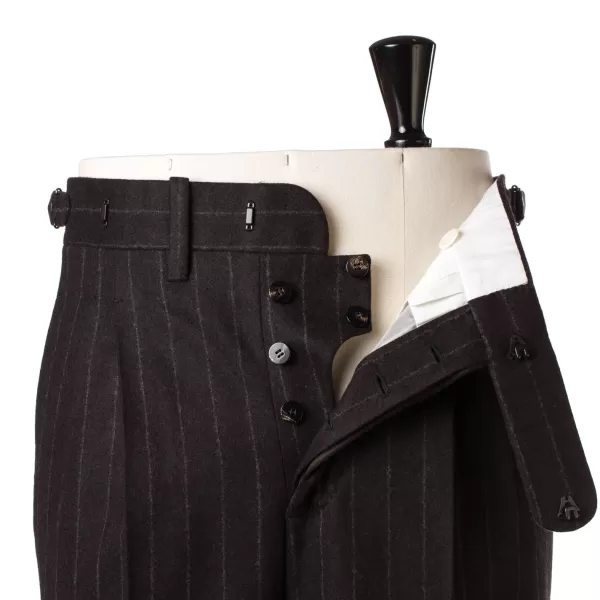 Cesare Attolini Brauner Anzug „Chalk Stripe" Aus Englischer Wolle Fox Heritage Flannel* Anzugjacke