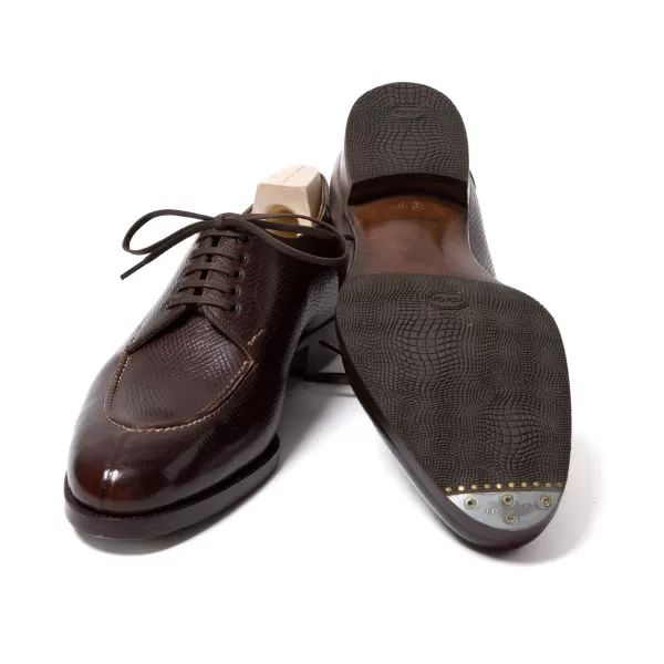 Saint Crispin's Derby „Split Toe Apron" Aus Dunkelbraunem, Genarbtem Kalbsleder Pure Han* Mto