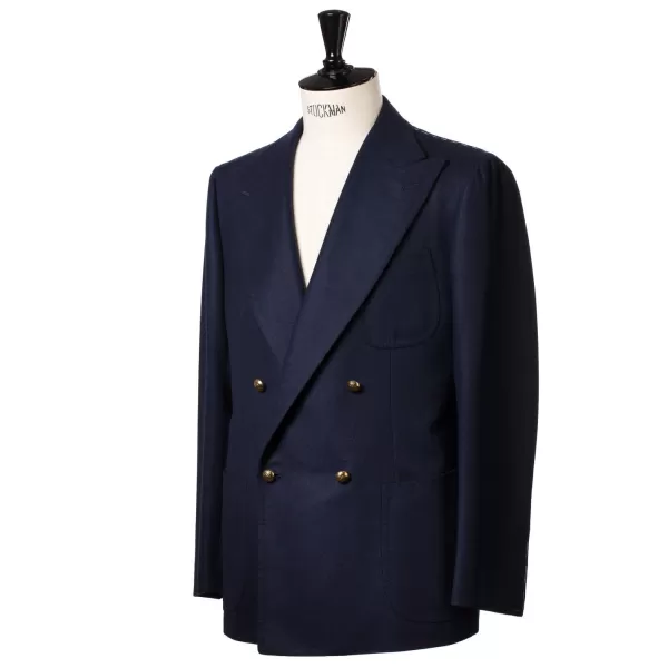 Cesare Attolini Dunkelblauer Blazer „Club Oro" Aus Wollflanell Von Fox Brother'S* Anzugjacke