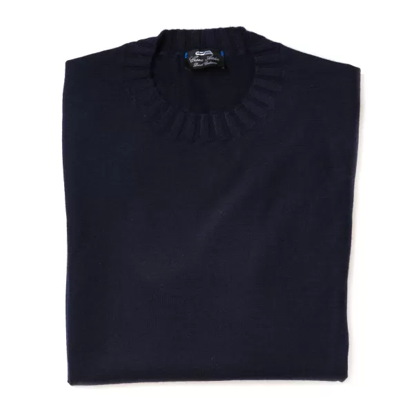 Cesare Attolini Dunkelblauer Pullover „Round Rib" Aus Reinem Duvet-Kaschmir* Strickwaren