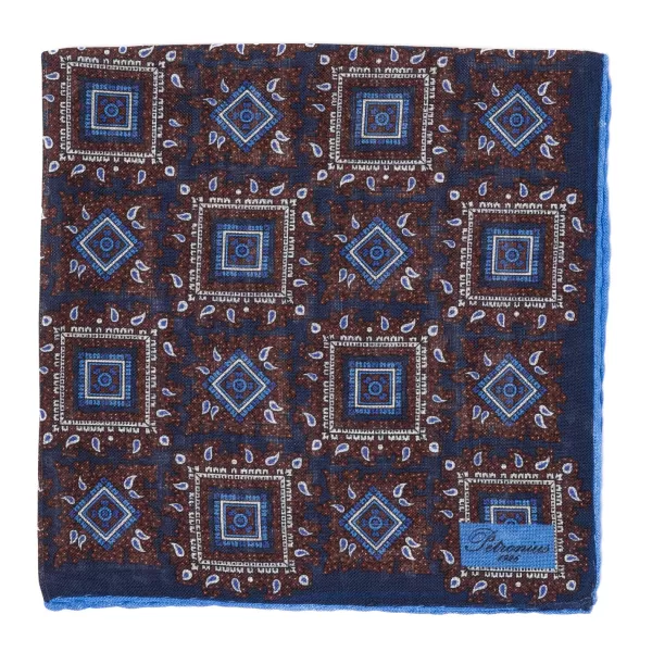 Petronius Einstecktuch Aus Wolle Und Seide „Vintage 58" Medaillon Large Blue* Taschentücher