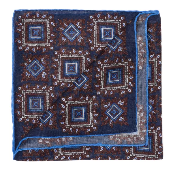 Petronius Einstecktuch Aus Wolle Und Seide „Vintage 58" Medaillon Large Blue* Taschentücher