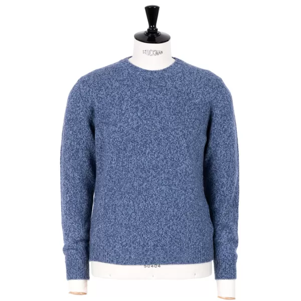 Fedeli Exklusiv Bei Michael Jondral: Denim Blue Scottish 3-Ply Mouline Cashme* Strickwaren