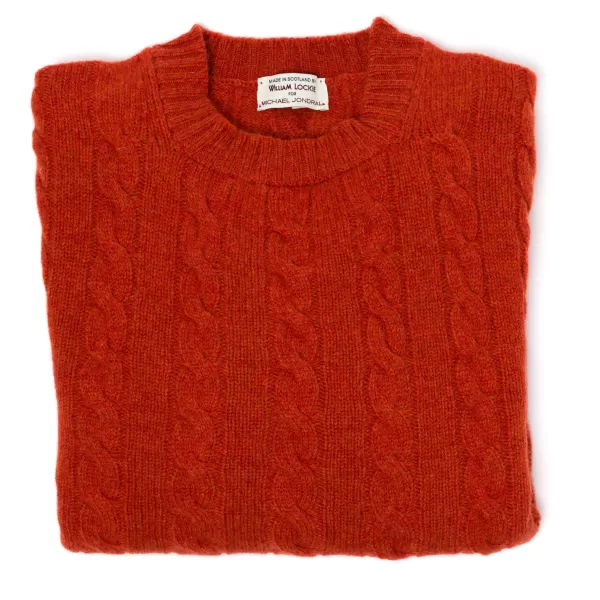 William Lockie Exklusiv Bei Mj: Pullover „Crew Cable-Rib" Aus Reiner Geelong-Lammwolle 3-Lagig* Strickwaren