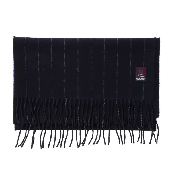Fox Brothers X Mj: Dunkelblauer Schal „Fox Pin-Stripe" Aus Kaschmir A* Schals