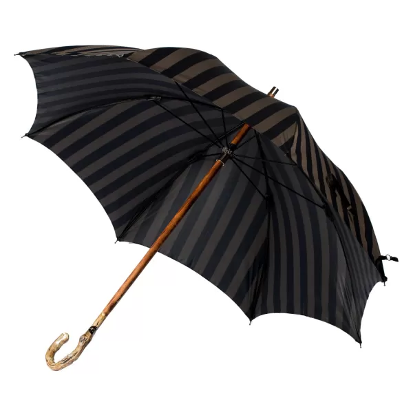 Maglia Gestreifter Regenschirm „Lord" Mit Massivem Holzgestell Und Griff Aus Hickoryholz* Regenschirme