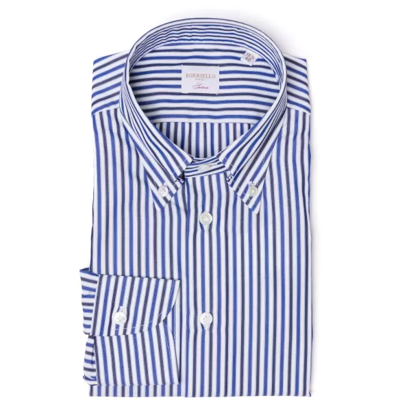 Borriello Gestreiftes Hemd „Stile Inglese" Mit Knopfleiste Und Sportmanschette Handma* Hemden