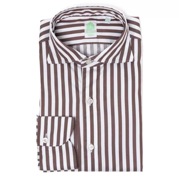 Finamore 1925 Gestreiftes Sportshirt „Bourbon Stripes" Aus Reiner Baumwolle Simo-Kragen* Freizeithemden