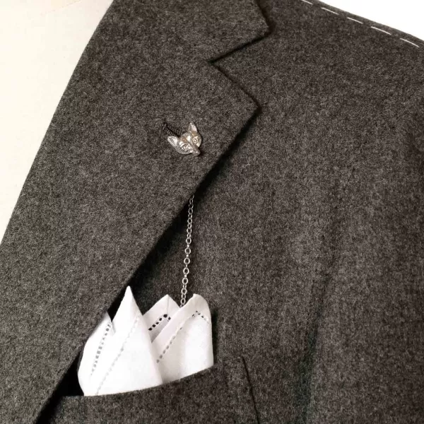 Cesare Attolini Grauer Anzug „Flanella Pipi" Aus Englischer Wolle Von Fox Brother'S Pure* Anzugjacke