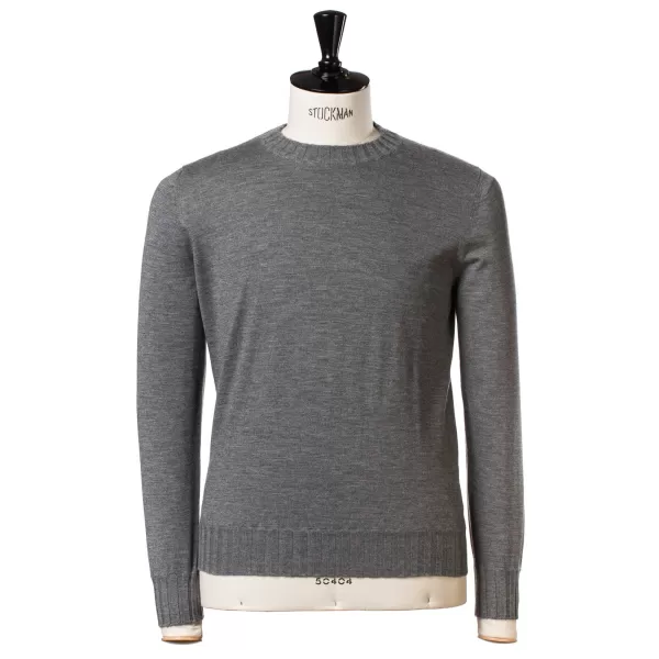 Cesare Attolini Grauer Pullover „Duvet" Aus Reinem Kaschmir* Strickwaren