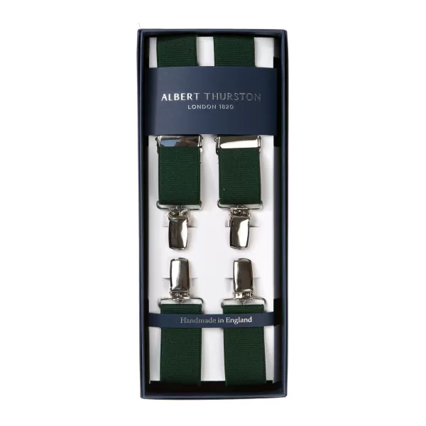 Albert Thurston Grune Elastische Hosentrager „X Back Nickel" Mit Clips* Zahnspange
