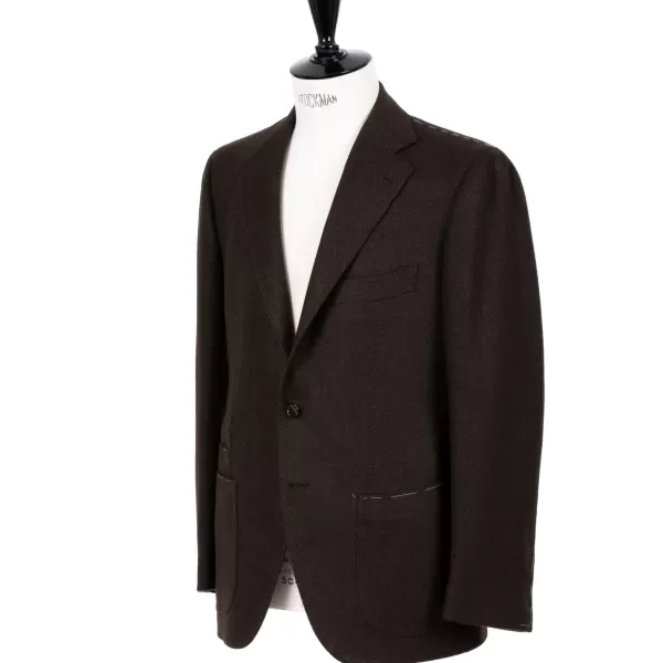 Cesare Attolini Jacke „Green Herringbone Gent" Aus Reiner Merinowolle Von Fox Brothe* Anzugjacke