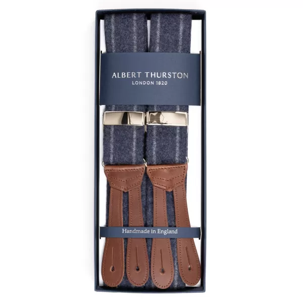 Albert Thurston Jeansblaue Hosentrager „Dugdale Chalkstripe-Flannel" Mit Knopfen* Zahnspange