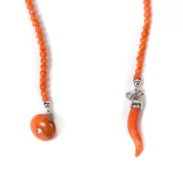 Barbarulo Napoli Knopflochkette "Coral Button Diamond"" Aus Koralle - Handarbeit* Manschettenknöpfe Und Schmuck