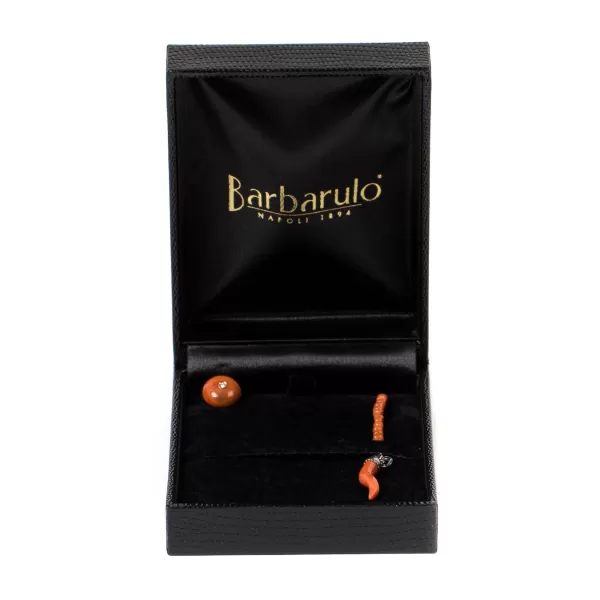 Barbarulo Napoli Knopflochkette "Coral Button Diamond"" Aus Koralle - Handarbeit* Manschettenknöpfe Und Schmuck