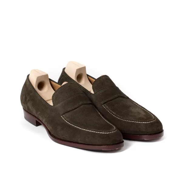 Saint Crispin's Loafer „Classic" Aus Fangofarbenem Wildleder Reine Handarbeit* S