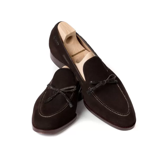 Saint Crispin's Loop-Loafer „Croc-Tassel" Aus Braunem Wildleder „Hunting" Reine Handarbeit* Mto