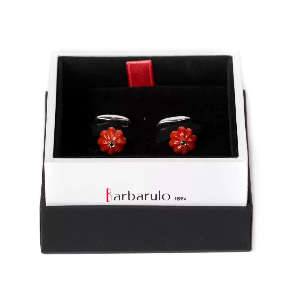 Barbarulo Napoli Manschettenknöpfe „Coral Flower Diamond" Aus Sterlingsilber Reine Handarbeit* Manschettenknöpfe Und Schmuck