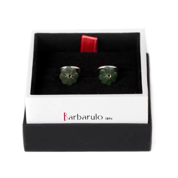 Barbarulo Napoli Manschettenknöpfe „Jade Flower Diamond" Aus Sterlingsilber Rein Handgefertigt* Manschettenknöpfe Und Schmuck