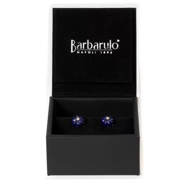 Barbarulo Napoli Manschettenknöpfe „Lapislazuli-Blumendiamant" Aus Sterlingsilber Purel* Manschettenknöpfe Und Schmuck