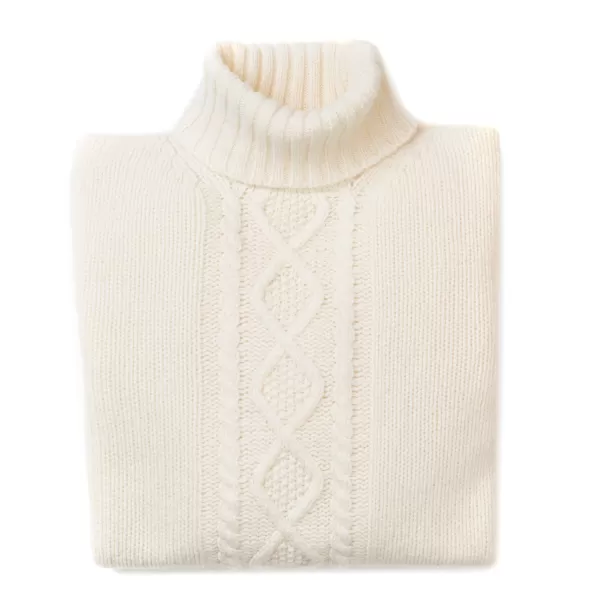 William Lockie Naturweiser Rollkragenpullover „Alain Aran-Cable" Aus 6-Lagigem Lamm* Strickwaren