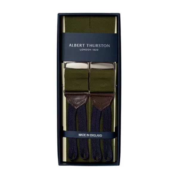 Albert Thurston Olivfarbene Hosentrager „Rigid Plain" Zum Knopfen* Zahnspange