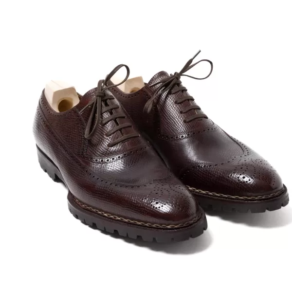 Saint Crispin's Oxford „Longwing Sport Brogue" Aus Dunkelbraun Genarbtem Ca* Mto