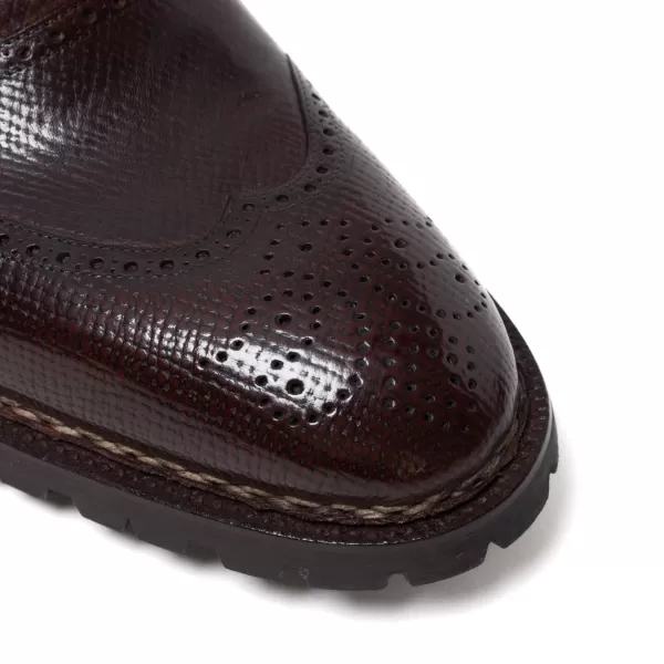 Saint Crispin's Oxford „Longwing Sport Brogue" Aus Dunkelbraun Genarbtem Ca* Mto