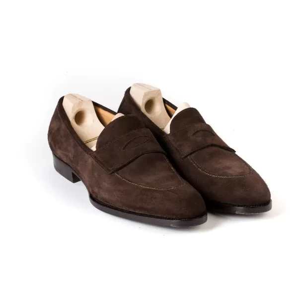 Saint Crispin's Penny Loafer „Kleid" Aus Dunkelbraunem Kalbsleder Reine Handarbeit* S
