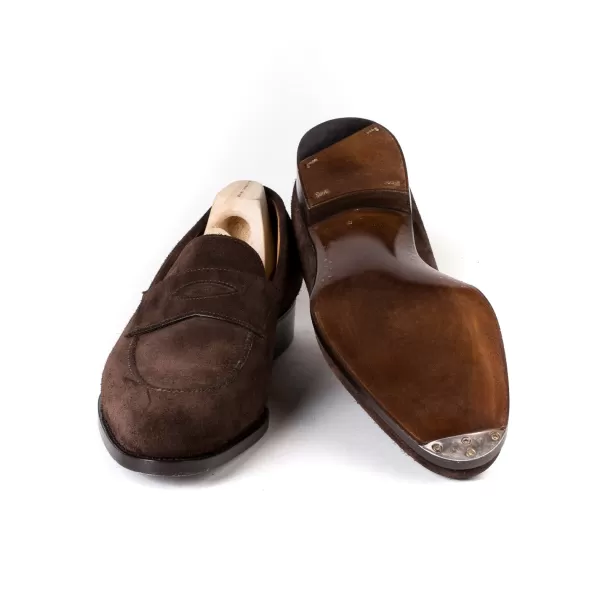 Saint Crispin's Penny Loafer „Kleid" Aus Dunkelbraunem Kalbsleder Reine Handarbeit* S
