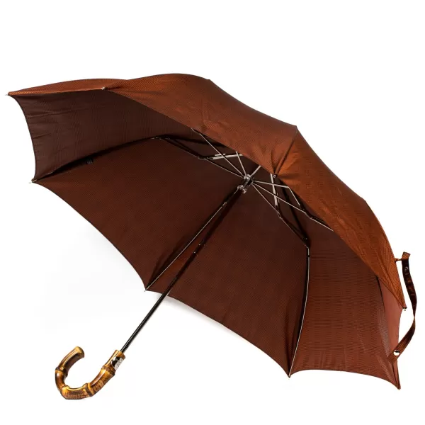 Maglia Rostbrauner Teleskopschirm „Prince De Galles" Mit Bambusgriff* Regenschirme