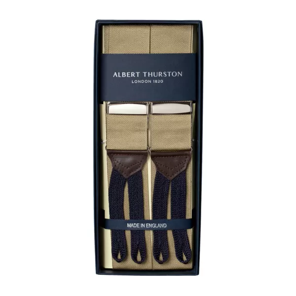 Albert Thurston Sandfarbene Hosentrager „Rigid Plain" Zum Knopfen* Zahnspange