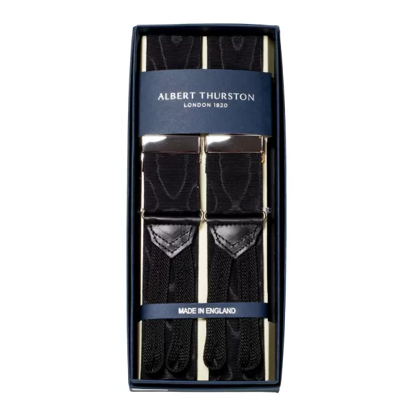 Albert Thurston Schwarze Hosentrager Zum Knopfen Aus Moire-Seide* Zahnspange