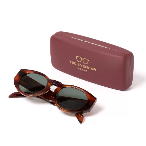 TBD BRILLEN Sonnenbrille „Madras Havana" Mit Grunen Glasern Handgefertigt* Sonnenbrille