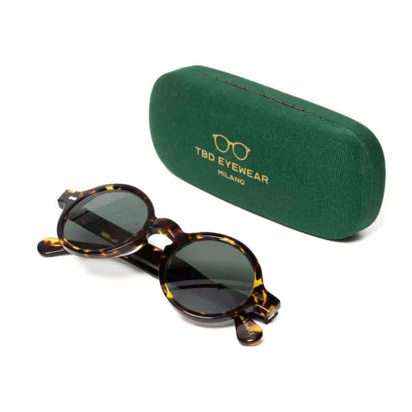 TBD BRILLEN Sonnenbrille „Oxford Dark Havana" Mit Grunen Glasern Handarbeit* Sonnenbrille