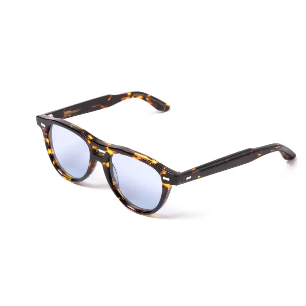 TBD BRILLEN Sonnenbrille „Piquet Havana" Mit Hellblauen Glasern Handgefertigt* Sonnenbrille