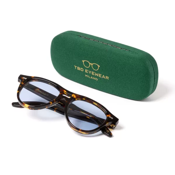 TBD BRILLEN Sonnenbrille „Piquet Havana" Mit Hellblauen Glasern Handgefertigt* Sonnenbrille