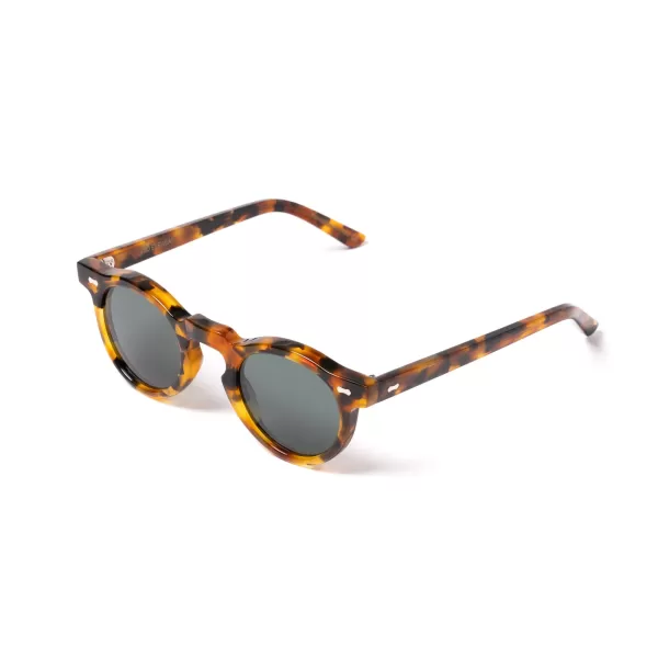 TBD BRILLEN Sonnenbrille „World Amber Tortoise" Mit Grunen Glasern Handgefertigt* Sonnenbrille
