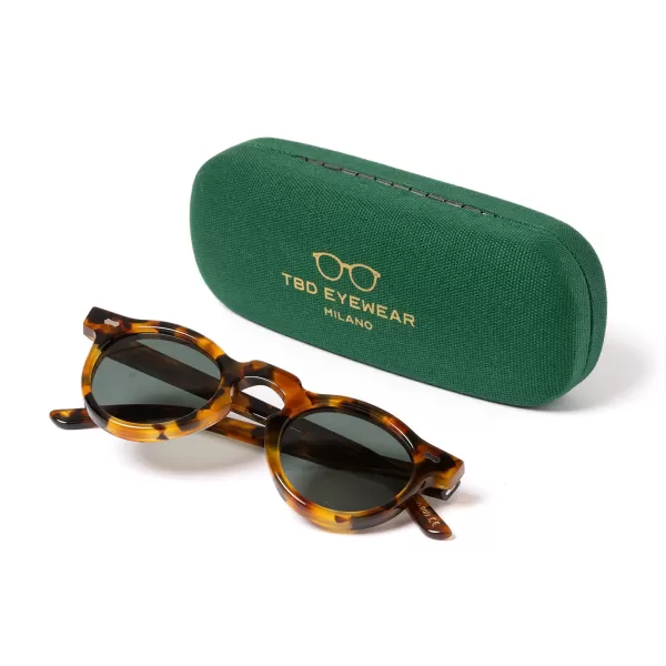 TBD BRILLEN Sonnenbrille „World Amber Tortoise" Mit Grunen Glasern Handgefertigt* Sonnenbrille