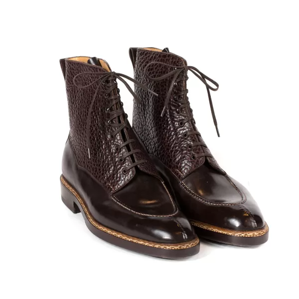 Saint Crispin's Stiefel „Norvegese Boot" Aus Dunkelbraunem Kalbsleder Und Wasserbuffel Rein* Mto