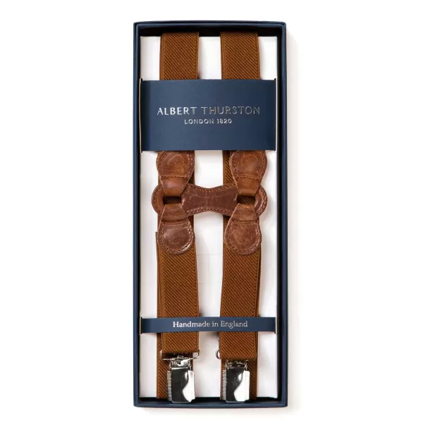 Albert Thurston Tabakfarbene Elastische Hosentrager „Infinity" Mit Clips* Zahnspange