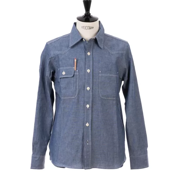 Tellason X Michael Jondral: Japanisches Baumwoll-Chambray „Bridgewater" Wor* Freizeithemden