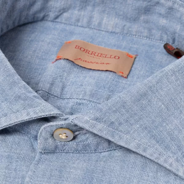 Borriello Vintage Vorgewaschenes Japanisches Chambray-Sporthemd Aus Baumwolle Linea Passion* Freizeithemden